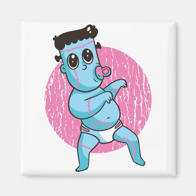 Íman Halloween Zumbi Divertido Monstro - Bebê Frankenst (Frente)