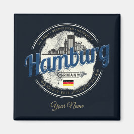 Íman Hamburg Skyline Alemanha Vintage Holiday Souvenir