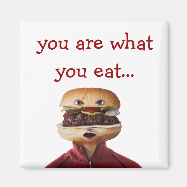 Íman Hamburger Head Man sobre branco (Frente)