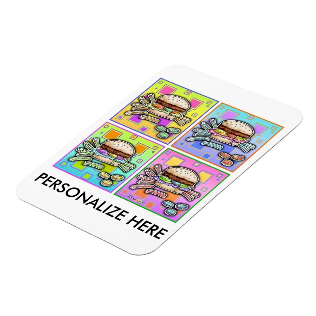 Íman HAMBURGER Pop de arte pop ART BURGER com FRIES. A  (Left Side)