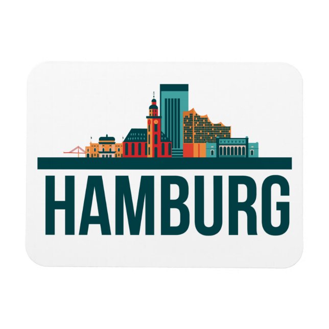 Íman Hamburgo Alemanha Skyline Photo Magnet (Horizontal)