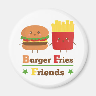 Íman Hambúrguer Kawaii Desenho Batata Frita Amigos BFF