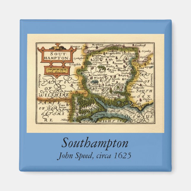 Íman Hampshire, Southampton County England Mapa Históri (Frente)