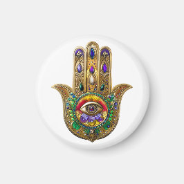 Íman Hamsa de Âmbar Rubi Olho Terceiro Pintado a Ouro