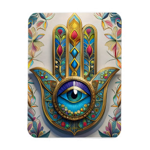 Íman Hamsa do Terceiro Olho Azul-Verde com Filigrana Co