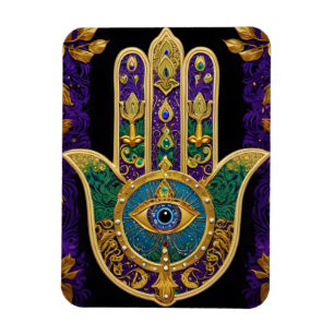 Íman Hamsa Terceiro Olho Ouro Ornamentado
