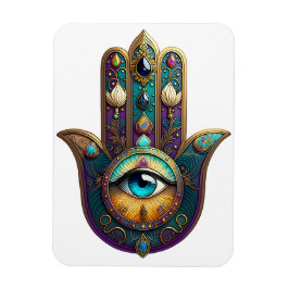 Íman Hamsa Violeta Dourado Turquesa com Terceiro Olho T
