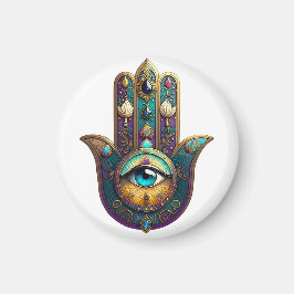 Íman Hamsa Violeta Dourado Turquesa com Terceiro Olho T