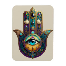 Íman Hamsa Violeta Dourado Verde Água com Terceiro Olho