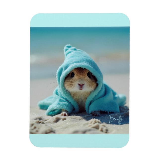 Íman Hamster Bonito no Design de Verão Adorável na Prai (Vertical)