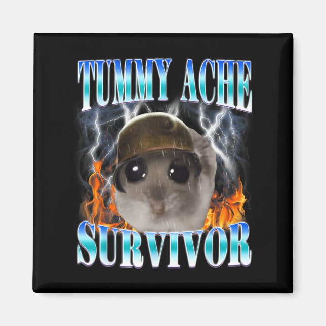 Íman Hamster Sobrevivente de Dor de Barriga Meme Piada  (Frente)