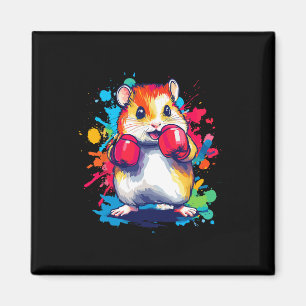 Íman Hamster Vestindo Luvas Boxando Arte Colorida