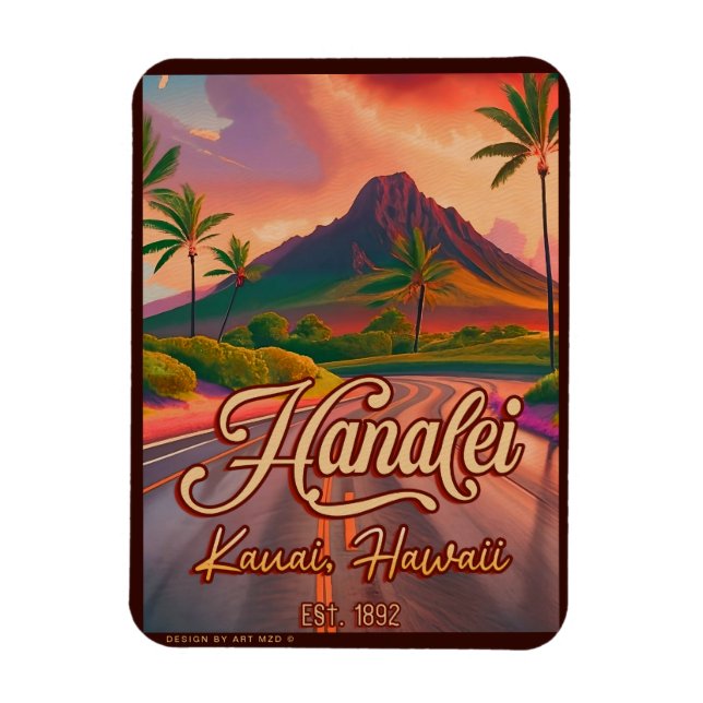 Íman Hanalei Kauai Hawaii Retro Volcano Road 1950 (Vertical)