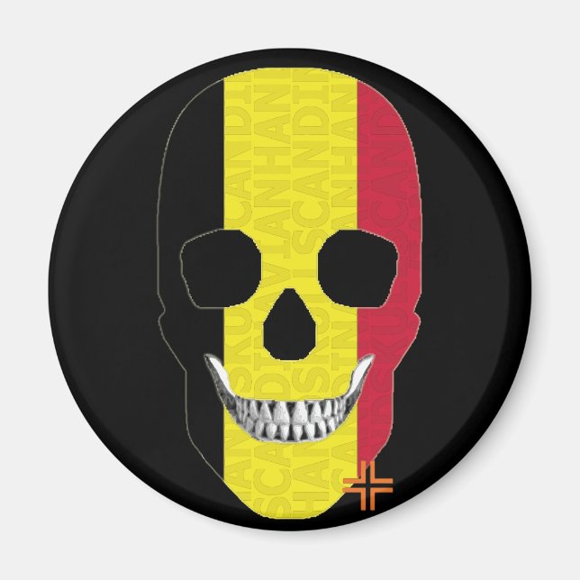 Íman HANDSKULL Bélgica arredondar para o ímã B2 (Frente)
