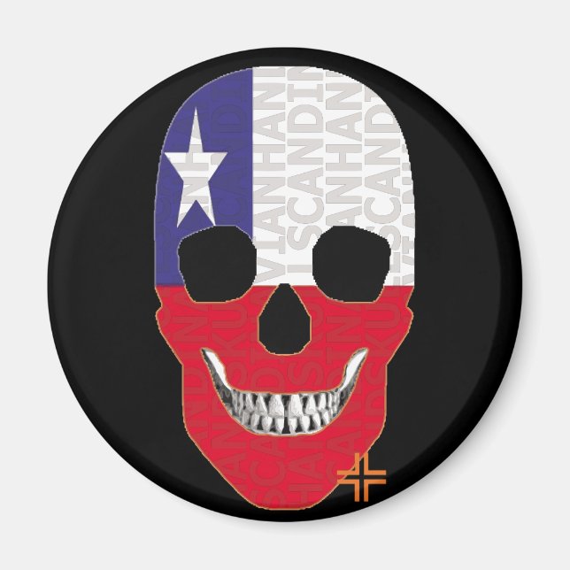 Íman HANDSKULL Chile redondo com o ímã B2 (Frente)