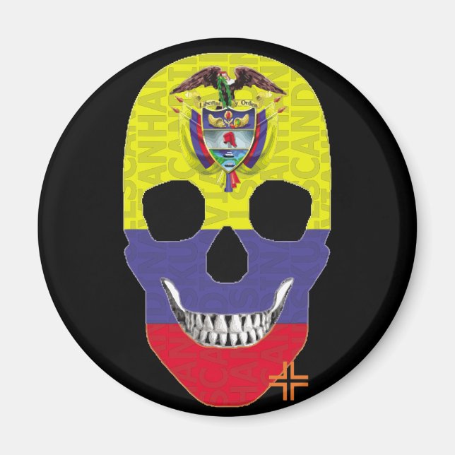 Íman HANDSKULL Colômbia redondo ímã B2 (Frente)