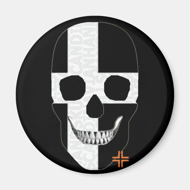 Íman HANDSKULL Cornualha, ímã redondo B2 (Frente)