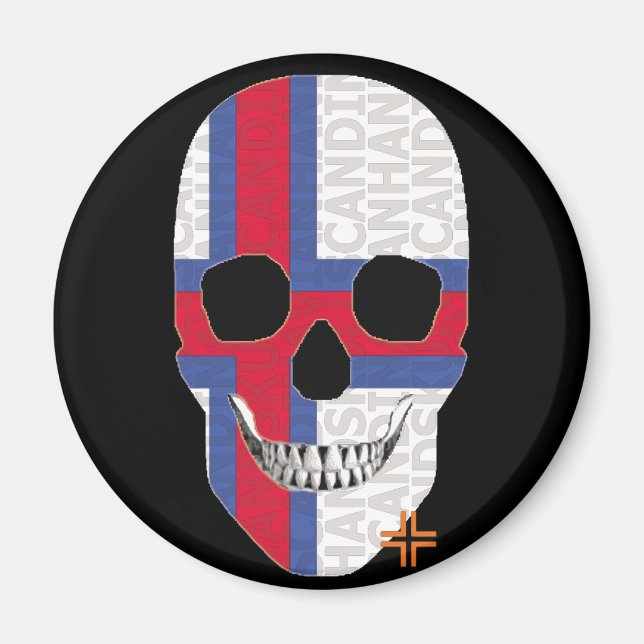 Íman HANDSKULL Ilhas Faroé redondo ímã B2 (Frente)