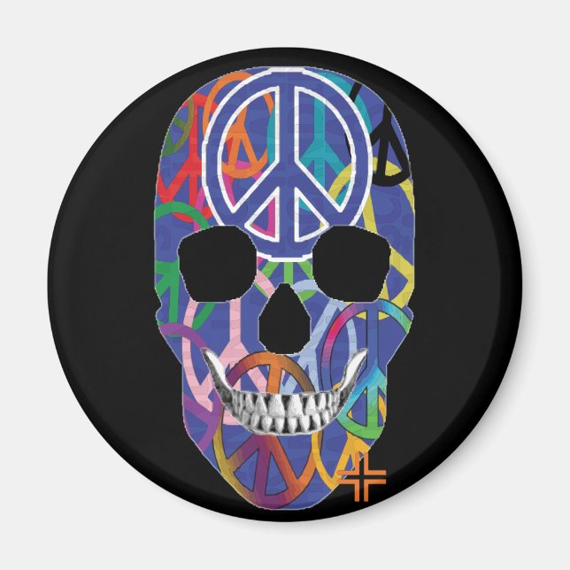 Íman HANDSKULL Magneta B2 para a paz (Frente)