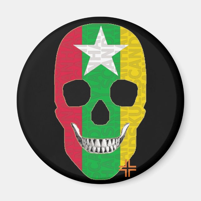Íman HANDSKULL Myanmar redondo ímã B2 (Frente)