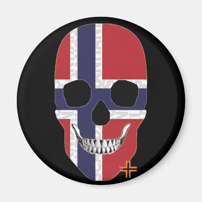 Íman HANDSKULL Noruega arredondada com o ímã B2 (Frente)