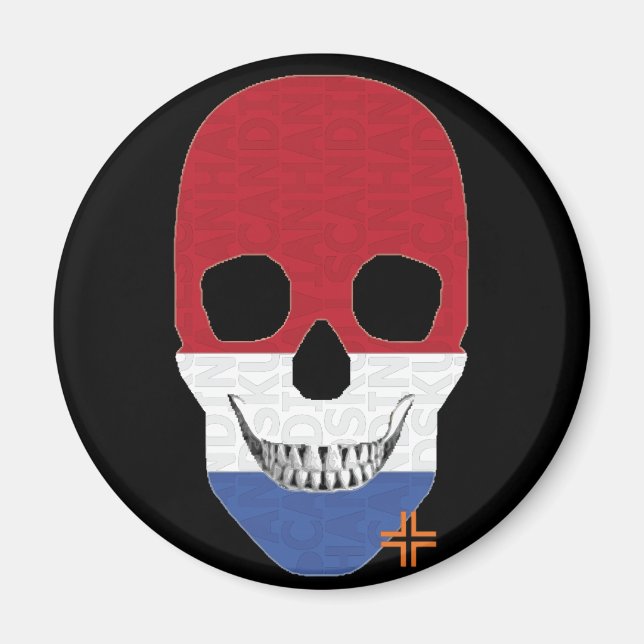 Íman HANDSKULL Países Baixos - ímã redondo B2 (Frente)