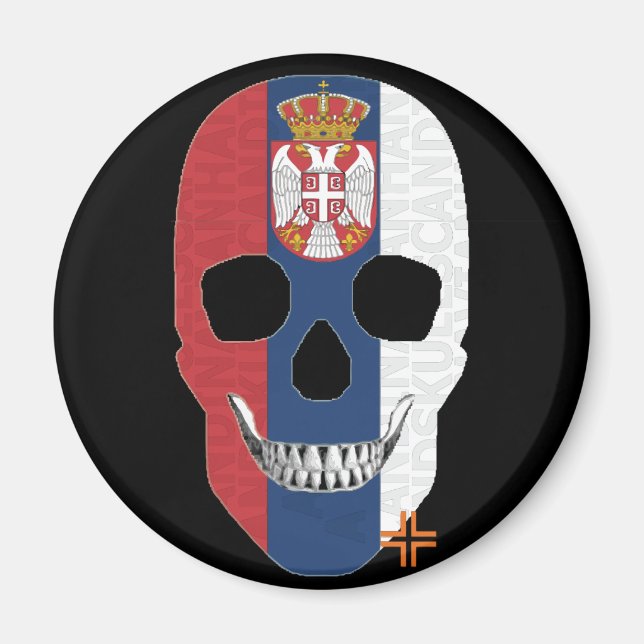 Íman HANDSKULL Sérvia redonda com o ímã B2 (Frente)