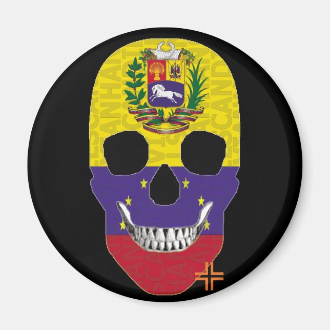 Íman HANDSKULL Venezuela redondo ímã B2 (Frente)