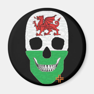 Íman HANDSKULL Wales, redondo ímãB2