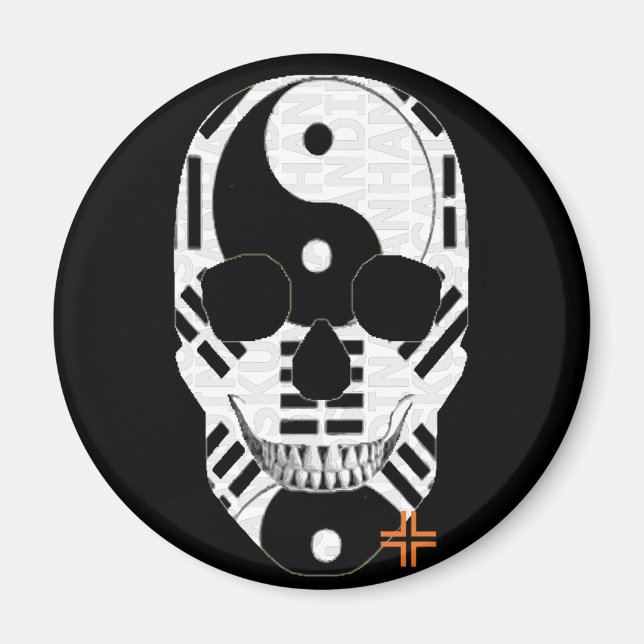 Íman HANDSKULL Yin Yang ímã redondo B2 (Frente)
