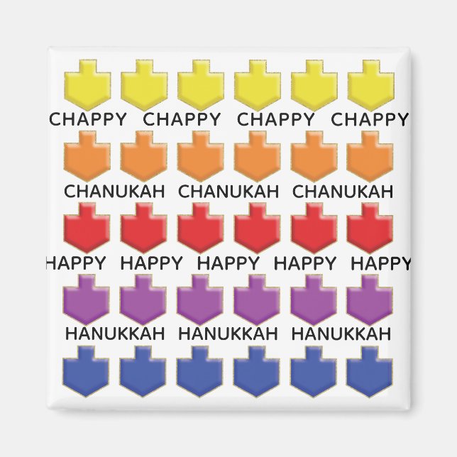 Íman Hanukkah Magnet Square 3D Dreidels (Frente)