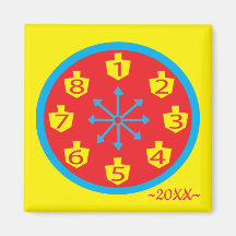 Hanukkah Magnet Square COLORFUL LOUCO 8 Clock