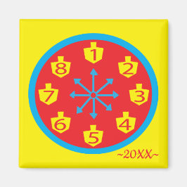 Íman Hanukkah Magnet Square COLORFUL LOUCO 8 Clock