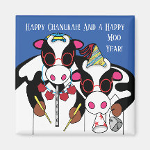 Hanukkah Magnet Square Happy Moo Year!