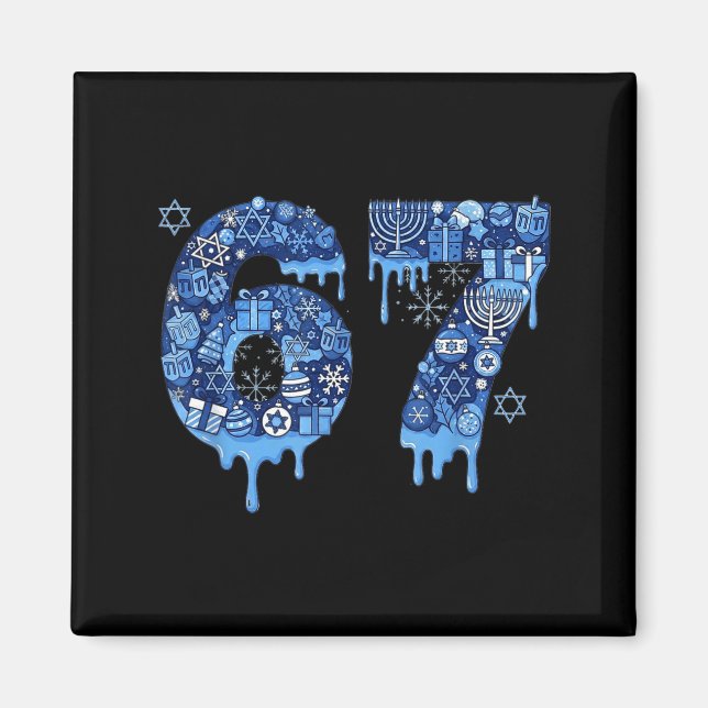 Íman Hanukkah Seis Sete 67 Meme Engraçado Dreidel Menor (Frente)