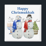 Íman Hanukkah Snowman Christmas Chrismukkah<br><div class="desc">Este design pode ser personalizado na área fornecida pela alteração da foto e/ou do texto. Ou pode ser personalizado clicando em Personalizar este Modelo e, em seguida, escolhendo o clique para personalizar mais a opção e excluir ou alterar a cor do plano de fundo, adicionar texto, alterar a cor ou...</div>