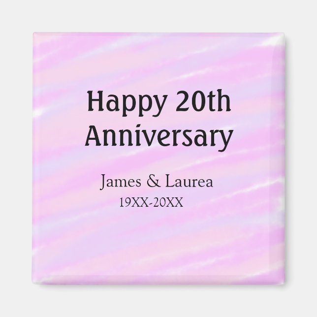 Íman Happy 20th anniversary pink purple pastel name bol (Frente)