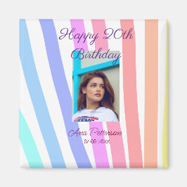 Íman Happy 20th Birthday rainbow rustic boho lines phot