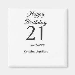 Íman Happy 21st birthday bold letter simple name minima