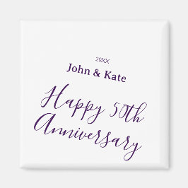 Íman Happy 50th anniversary purple name year simple 