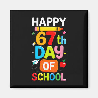 Íman Happy 67th Day Of School Teacher Kids Six Seven 6 