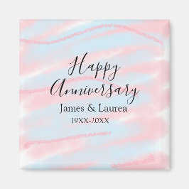 Íman Happy anniversary wedding name date year pastel