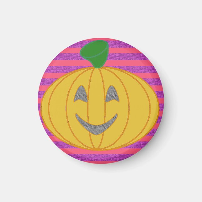 Íman Happy Big Modern Orange Cheerful Pumpkin  (Frente)
