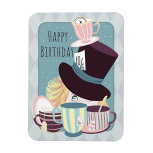 Íman Happy Birthday Mad Hatter Tea Party Postcard
