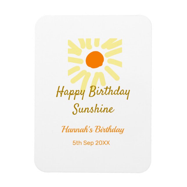 Íman Happy birthday sunshine yellow orange birthday boh (Vertical)