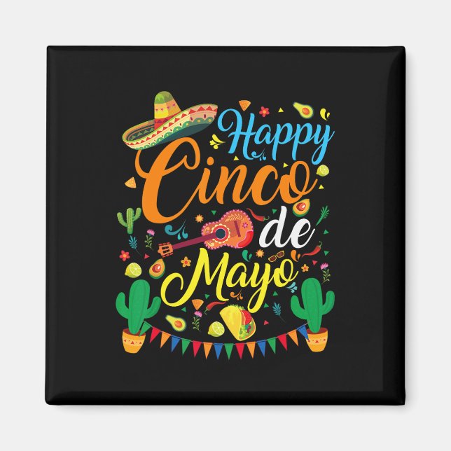 Íman Happy Cinco De Mayo Fiesta Partido Mexicano 5 De M (Frente)