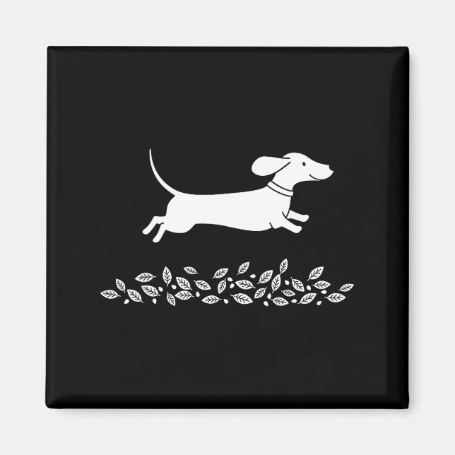 Íman Happy Dachshund With Autumn Leaves For Pet Lovers  (Frente)