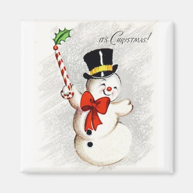 Íman Happy Dancing Snowman Vintage Magnet (Frente)