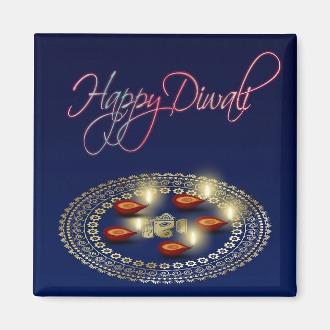Íman Happy Diwali Ganesha Rangoli - Magnet (Frente)
