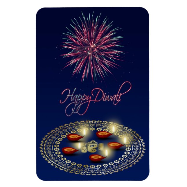 Íman Happy Diwali Ganesha Rangoli - Magnet flexível (Vertical)